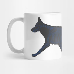 Halloween Design - Dog Skeleton Blue Mug